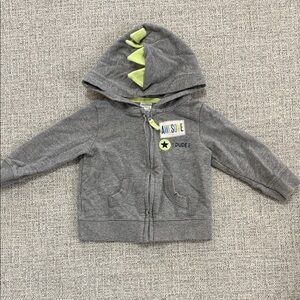 Carter's Gray Hoodie with Green Dinosaur Spikes